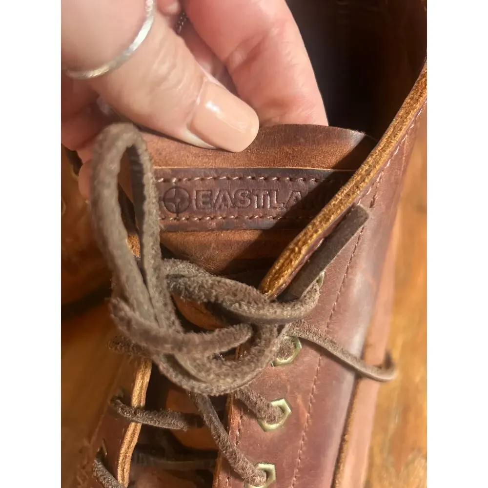 Vintage EASTLAND Moc Boots Tan Leather Size 9.5 D Pre-Owned Moccasin Shoes Mens